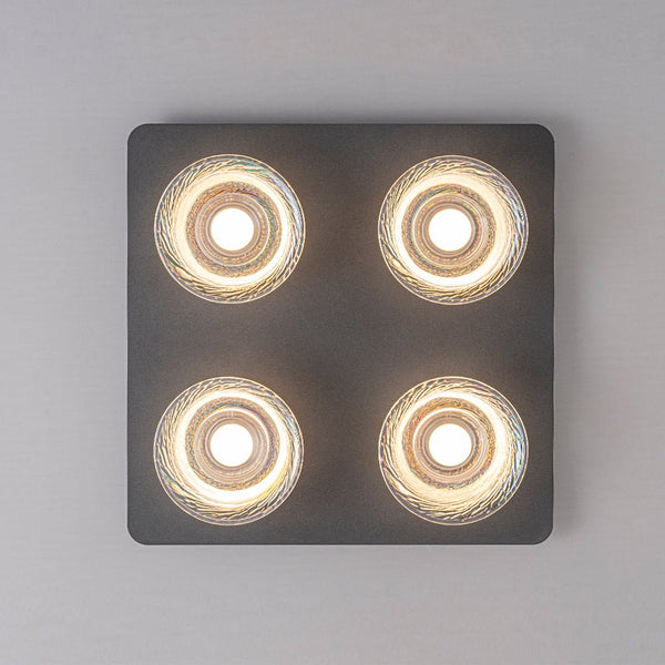 Chandelierias - Contemporary 4 - Light Colorful Bell Glass Dimmable LED Flush Mount - Semi Flush - Matte Black - 