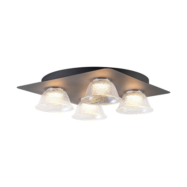Chandelierias - Contemporary 4 - Light Colorful Bell Glass Dimmable LED Flush Mount - Semi Flush - Matte Black - 