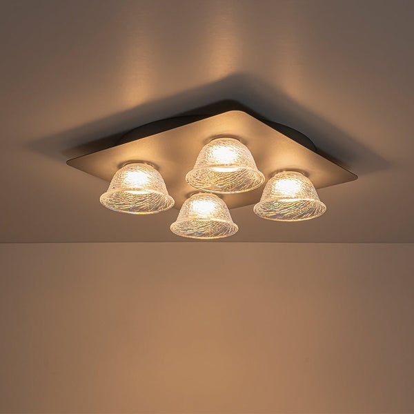 Chandelierias - Contemporary 4 - Light Colorful Bell Glass Dimmable LED Flush Mount - Semi Flush - Matte Black - 