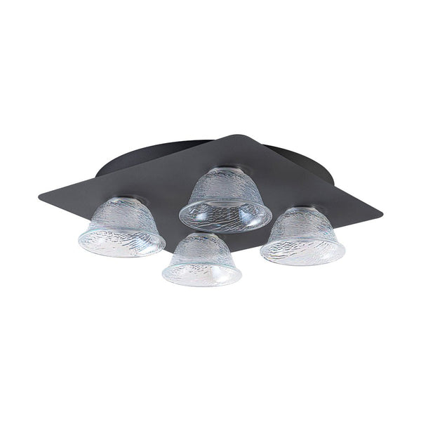Chandelierias - Contemporary 4 - Light Colorful Bell Glass Dimmable LED Flush Mount - Semi Flush - Matte Black - 