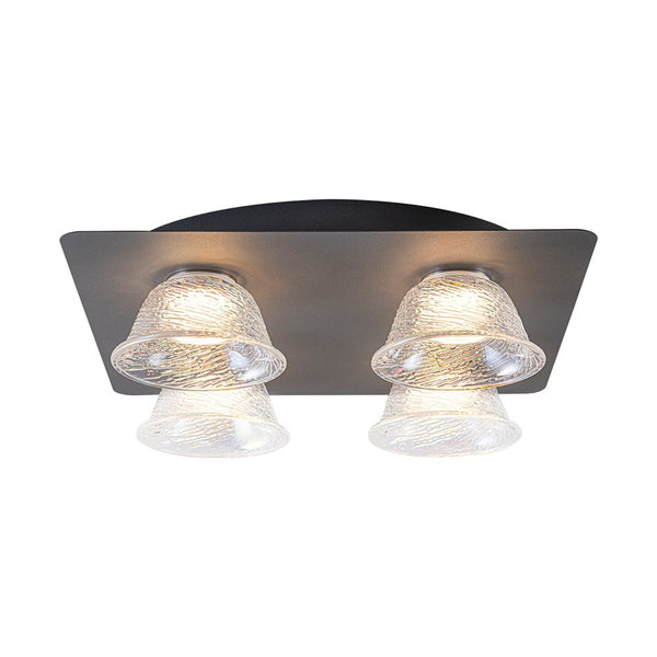 Chandelierias - Contemporary 4 - Light Colorful Bell Glass Dimmable LED Flush Mount - Semi Flush - Matte Black - 