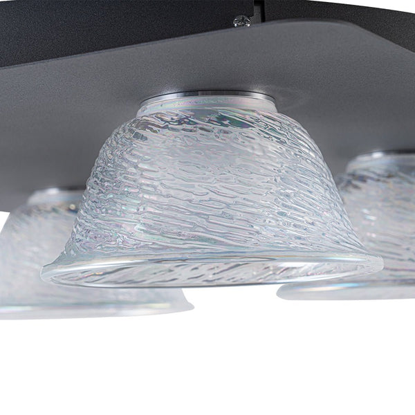 Chandelierias - Contemporary 4 - Light Colorful Bell Glass Dimmable LED Flush Mount - Semi Flush - Matte Black - 