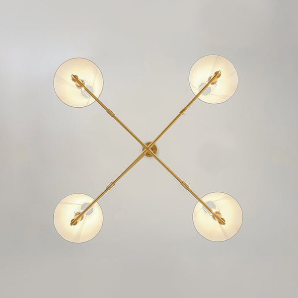 Chandelierias - Contemporary 4 - Light Crossing Linen Cone Shade Chandelier - Chandeliers - Brass - 