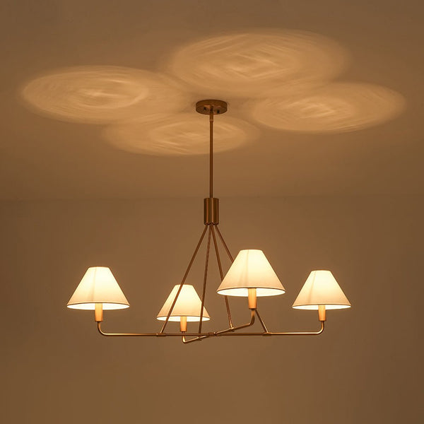 Chandelierias - Contemporary 4 - Light Crossing Linen Cone Shade Chandelier - Chandeliers - Brass - 