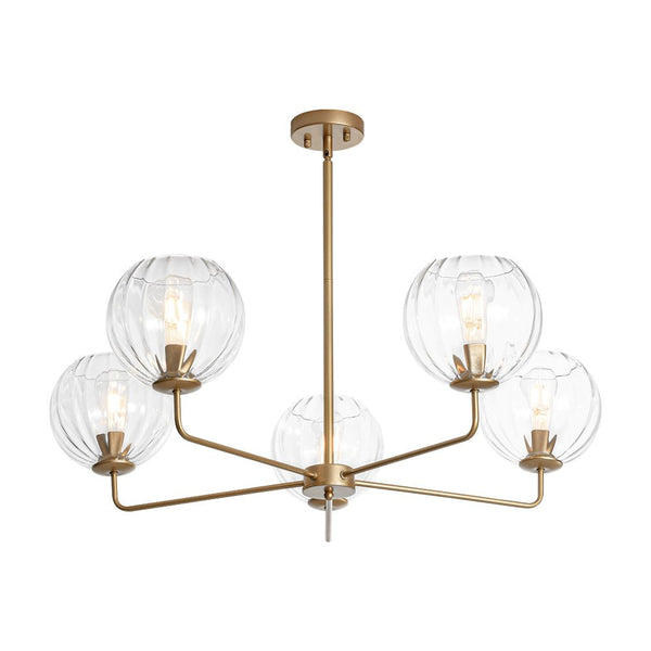 Chandelierias - Contemporary 5 - Light Clear Hand - blown Glass Chandelier - Chandelier - Hammered - 