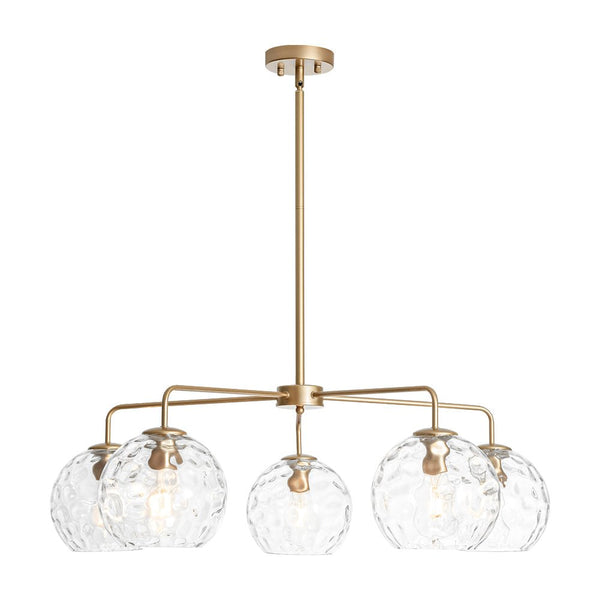 Chandelierias - Contemporary 5 - Light Clear Hand - blown Glass Chandelier - Chandelier - Hammered - 