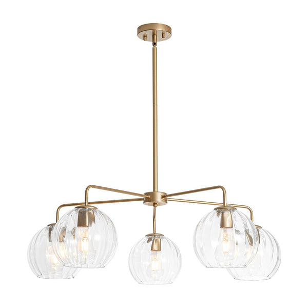 Chandelierias - Contemporary 5 - Light Clear Hand - blown Glass Chandelier - Chandelier - Hammered - 