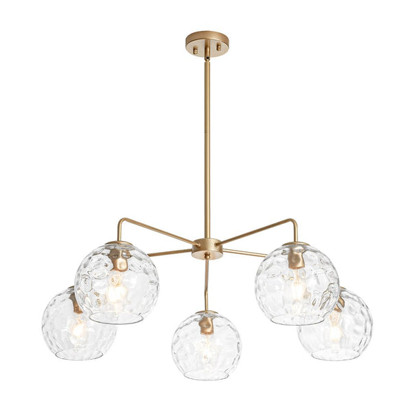 Chandelierias - Contemporary 5 - Light Clear Hand - blown Glass Chandelier - Chandelier - Hammered - 