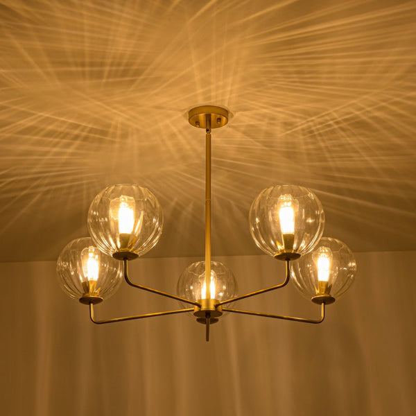 Chandelierias - Contemporary 5 - Light Clear Hand - blown Glass Chandelier - Chandelier - Hammered - 