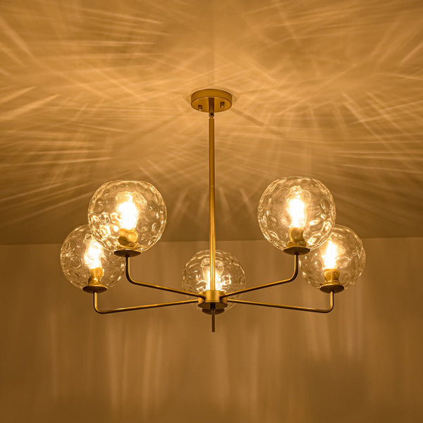 Chandelierias - Contemporary 5 - Light Clear Hand - blown Glass Chandelier - Chandelier - Hammered - 