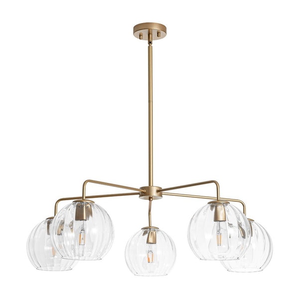 Chandelierias - Contemporary 5 - Light Clear Hand - blown Glass Chandelier - Chandelier - Hammered - 