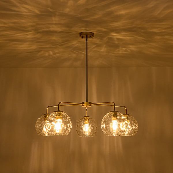 Chandelierias - Contemporary 5 - Light Clear Hand - blown Glass Chandelier - Chandelier - Hammered - 