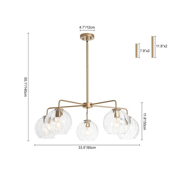 Chandelierias - Contemporary 5 - Light Clear Hand - blown Glass Chandelier - Chandelier - Hammered - 