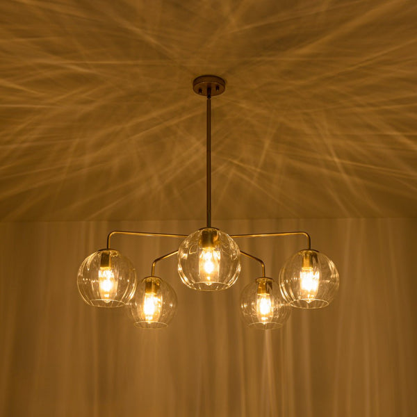 Chandelierias - Contemporary 5 - Light Clear Hand - blown Glass Chandelier - Chandelier - Hammered - 