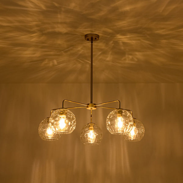 Chandelierias - Contemporary 5 - Light Clear Hand - blown Glass Chandelier - Chandelier - Hammered - 