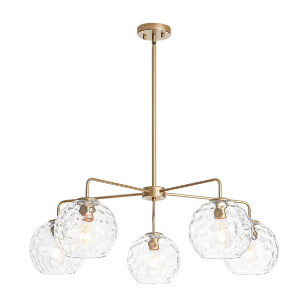 Chandelierias - Contemporary 5 - Light Clear Hand - blown Glass Chandelier - Chandelier - Hammered - 