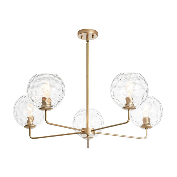 Chandelierias - Contemporary 5 - Light Clear Hand - blown Glass Chandelier - Chandelier - Hammered - 