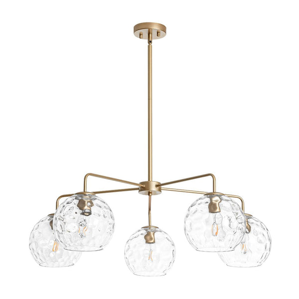 Chandelierias - Contemporary 5 - Light Clear Hand - blown Glass Chandelier - Chandelier - Hammered - 