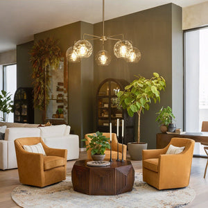 Chandelierias - Contemporary 5 - Light Clear Hand - blown Glass Chandelier - Chandelier - Ribbed - 