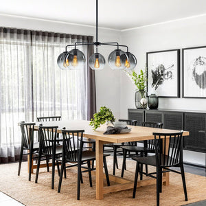 Chandelierias - Contemporary 5 - Light Hand Blown Glass Gradient Glass Globe Chandelier - Chandelier - Black - 