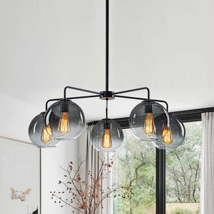 Chandelierias - Contemporary 5 - Light Hand Blown Glass Gradient Glass Globe Chandelier - Chandelier - Black - 