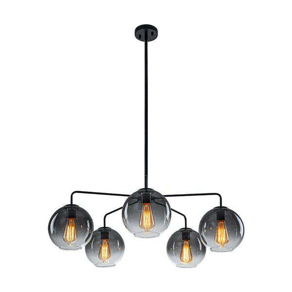 Chandelierias - Contemporary 5 - Light Hand Blown Glass Gradient Glass Globe Chandelier - Chandelier - Black - 