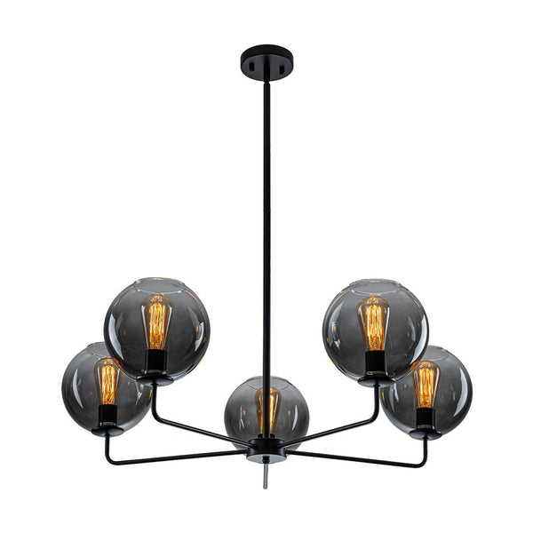 Chandelierias - Contemporary 5 - Light Hand Blown Glass Gradient Glass Globe Chandelier - Chandelier - Black - 