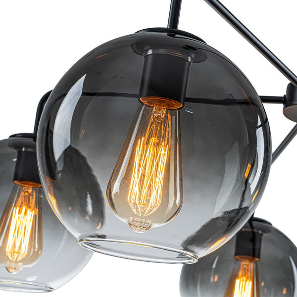Chandelierias - Contemporary 5 - Light Hand Blown Glass Gradient Glass Globe Chandelier - Chandelier - Black - 