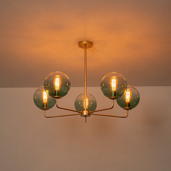 Chandelierias - Contemporary 5 - Light Hand Blown Glass Gradient Glass Globe Chandelier - Chandelier - Blue - 