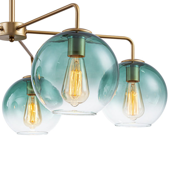 Chandelierias - Contemporary 5 - Light Hand Blown Glass Gradient Glass Globe Chandelier - Chandelier - Blue - 