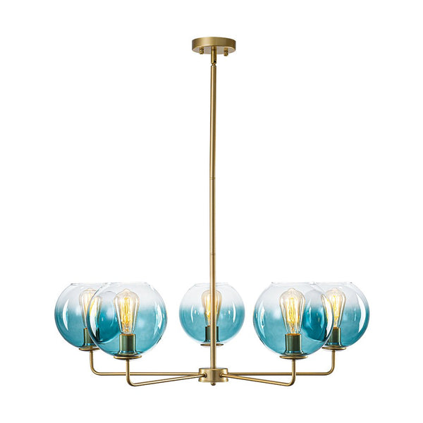Chandelierias - Contemporary 5 - Light Hand Blown Glass Gradient Glass Globe Chandelier - Chandelier - Gold - 