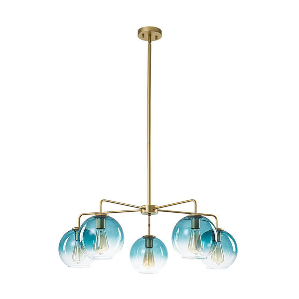 Chandelierias - Contemporary 5 - Light Hand Blown Glass Gradient Glass Globe Chandelier - Chandelier - Gold - 