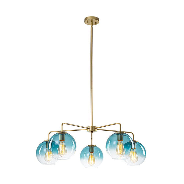 Chandelierias - Contemporary 5 - Light Hand Blown Glass Gradient Glass Globe Chandelier - Chandelier - Gold - 