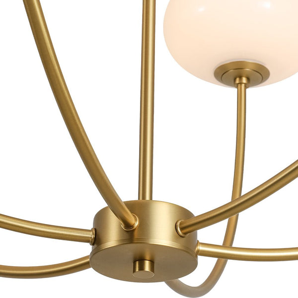 Chandelierias - Contemporary 6 - Light Oval Glossy Glass Round Chandelier - Chandelier - Brass - 