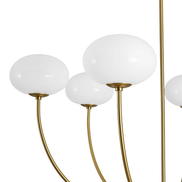 Chandelierias - Contemporary 6 - Light Oval Glossy Glass Round Chandelier - Chandelier - Brass - 