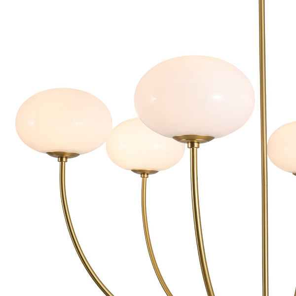 Chandelierias - Contemporary 6 - Light Oval Glossy Glass Round Chandelier - Chandelier - Brass - 