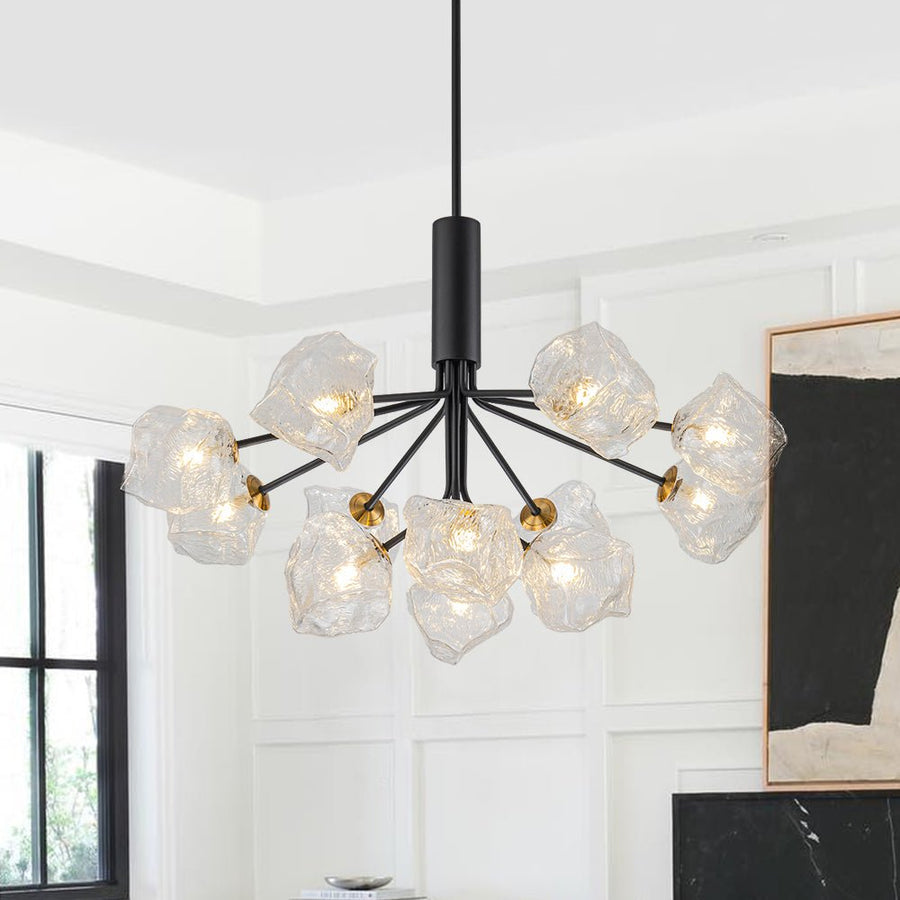 Chandelierias - Contemporary Ice Glass Sputnik Tiered Chandelier - Chandeliers - Matte Black - 2 - Tier