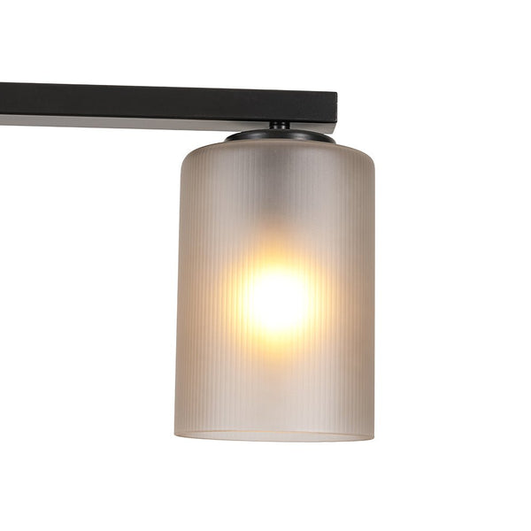 Chandelierias - Contemporary Industrial 5 - Light Cylinder Striped Glass Linear Chandelier - Chandeliers - Black - 