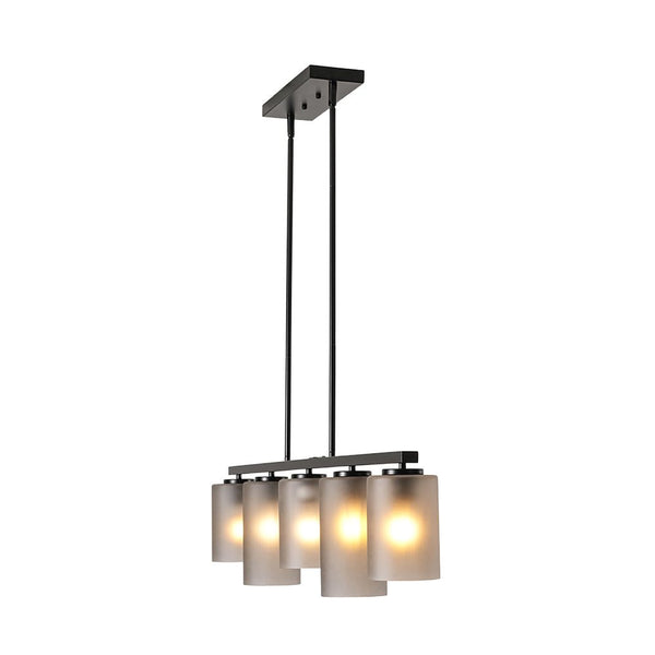 Chandelierias - Contemporary Industrial 5 - Light Cylinder Striped Glass Linear Chandelier - Chandeliers - Black - 