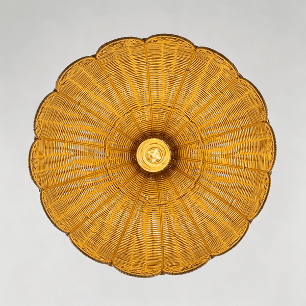 Chandelierias-Cottage 1-Light Rattan Dome Scalloped Pendant-Pendants-White (Backorder Mid Oct.)-2-Pack