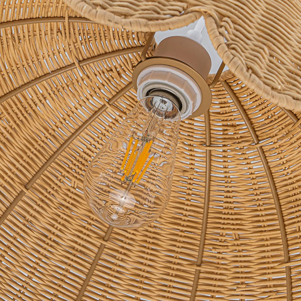 Chandelierias-Cottage 1-Light Rattan Dome Scalloped Pendant-Pendants-White (Backorder Mid Oct.)-2-Pack
