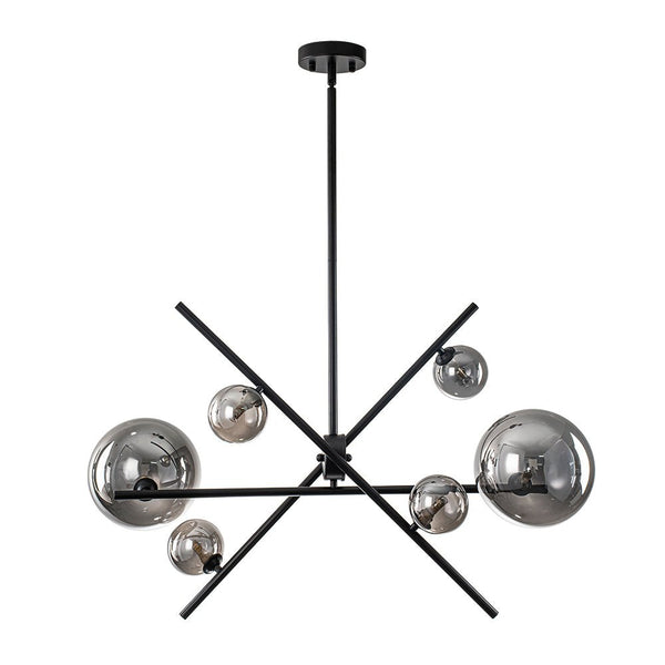 Chandelierias - Creative Modern 6 - Light Mirror Glass Asymmetrical Sputnik Chandelier - Chandeliers - Black - 