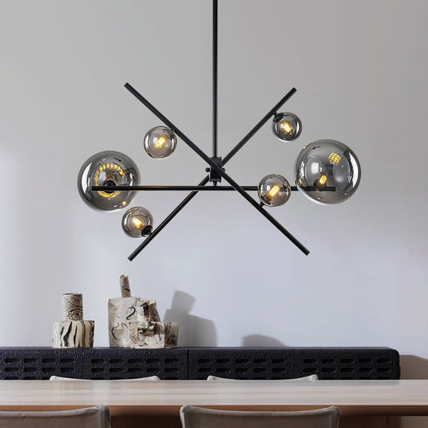 Chandelierias - Creative Modern 6 - Light Mirror Glass Asymmetrical Sputnik Chandelier - Chandeliers - Black - 