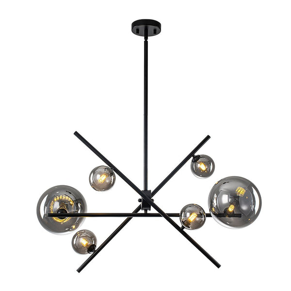 Chandelierias - Creative Modern 6 - Light Mirror Glass Asymmetrical Sputnik Chandelier - Chandeliers - Black - 