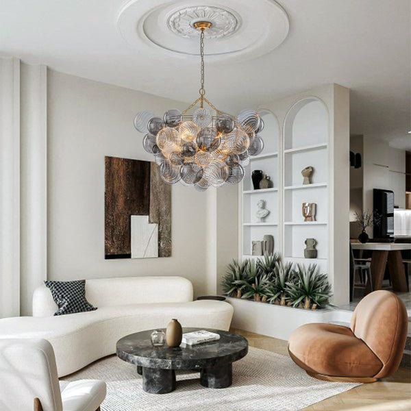 Chandelierias - Eclectic Glam 8 - Light Dense Bubble Glass Cluster Chandelier - Chandeliers - Brass - 
