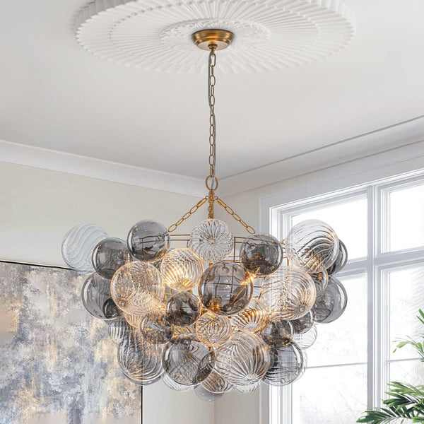 Chandelierias - Eclectic Glam 8 - Light Dense Bubble Glass Cluster Chandelier - Chandeliers - Brass - 