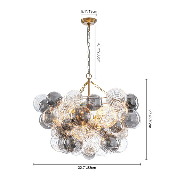 Chandelierias - Eclectic Glam 8 - Light Dense Bubble Glass Cluster Chandelier - Chandeliers - Brass - 