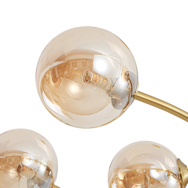 Chandelierias - Eclectic Modern 15 - Light Amber Glass Vortex Branch Chandelier - Chandeliers - Brass - 