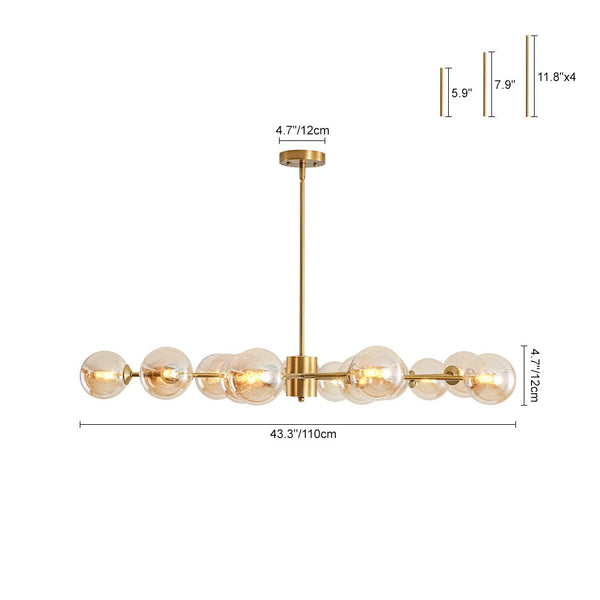 Chandelierias - Eclectic Modern 15 - Light Amber Glass Vortex Branch Chandelier - Chandeliers - Brass - 