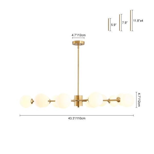 Chandelierias - Eclectic Modern 15 - Light Frosted White Glass Vortex Branch Chandelier - Chandeliers - Brass - 